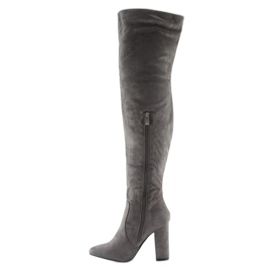 Fringed Over-Knee Boots C77P Gray grey 2