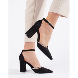 Black suede high-heeled pumps 2