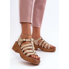 Zazoo 40410 Women's Leather Sandals, Beige 2