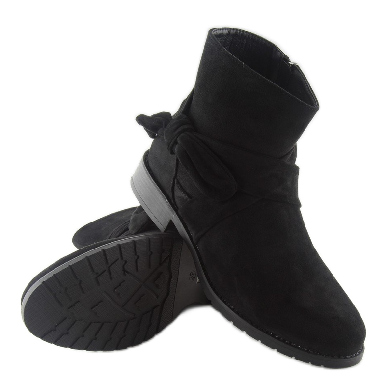 Suede Boots With A Bow B7713 Black 1