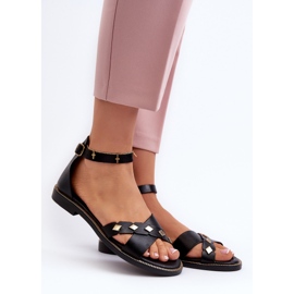 Zazoo 40378 Women's Flat Leather Sandals, Black 2