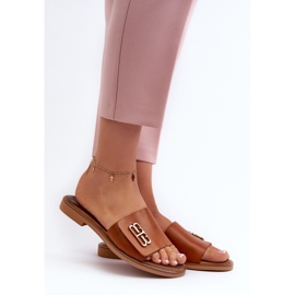 Zazoo 40384 Elegant Women's Leather Flip-Flops, Brown 2