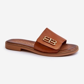 Zazoo 40384 Elegant Women's Leather Flip-Flops, Brown 1