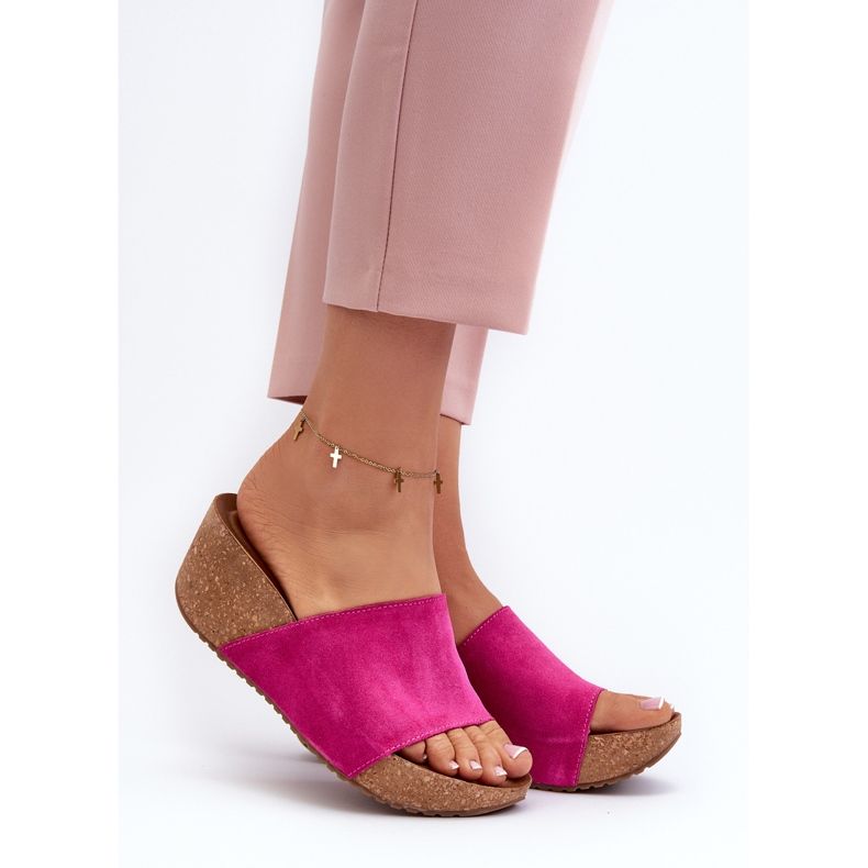 Zazoo 40311 Women's Flip-Flops With Cork Wedge Fuchsia pink 2