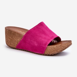 Zazoo 40311 Women's Flip-Flops With Cork Wedge Fuchsia pink 1