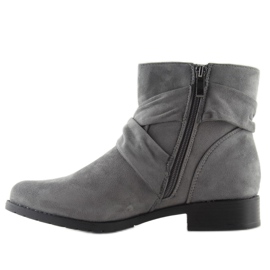 Suede boots with a bow B7713 Gray grey 1