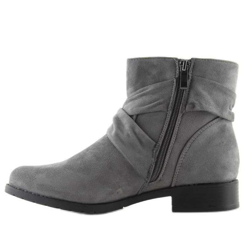 Suede boots with a bow B7713 Gray grey 1