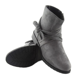 Suede boots with a bow B7713 Gray grey 2
