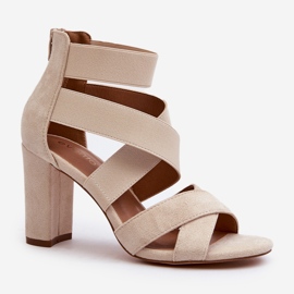 Women's High Heel Sandals With Straps Beige Obissa 1