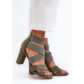 Women's High Heel Sandals With Straps, Green Obissa 1