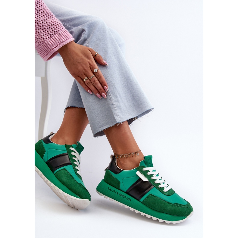 Women's Platform Sneakers Big Star NN274501 Memory Foam System Green 2