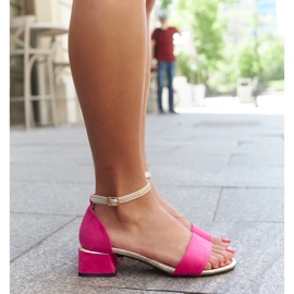 Dark pink sandals with a leather insert by Hessa 1