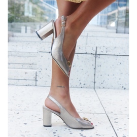 Gray pumps with Asima leather insole golden 1
