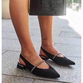 Black ballet flats with a leather insert from Morcosa 1