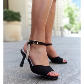 Sandals with a leather insole with Rossana rhinestones black 1 Sandals with a leather insole with Rossana rhinestones black 1