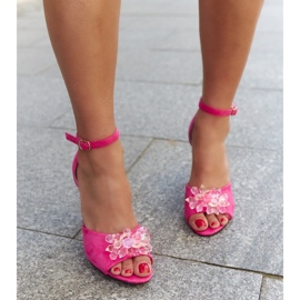 High heel sandals with Rahalia decoration pink 1