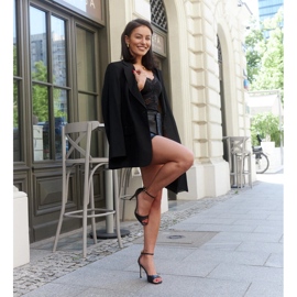 Askern eco leather high heel sandals black 1