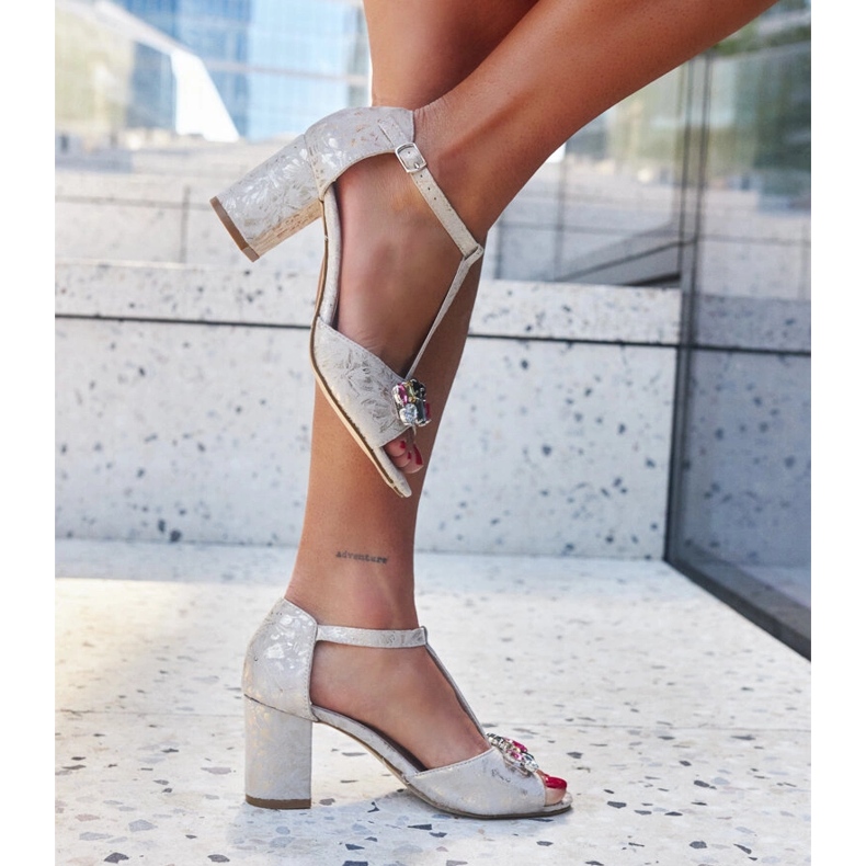 High heel sandals with Gaberna leather insole beige 1