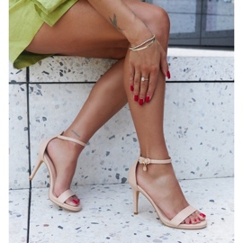 Taqwa eco leather high heel sandals beige 1