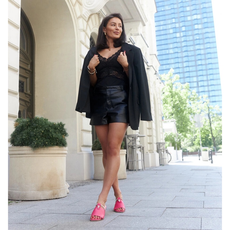 Flip-flops with Antari leather insert pink 1