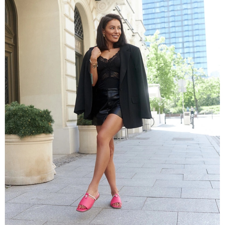 Flip-flops with Antari leather insert pink 2