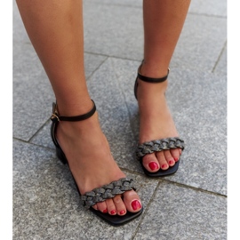 Sandals with a leather insole and Shamsa rhinestones black 1 Sandals with a leather insole and Shamsa rhinestones black 1