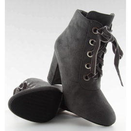 Gray gray boots with wide heels grey 1