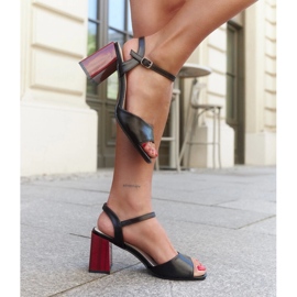 Sandals with a leather insert on the Abadia heel black 1