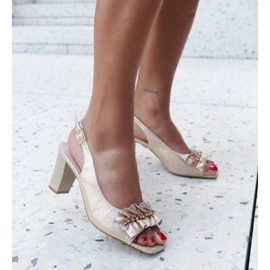 Mukaram high heel sandals with a decorative ruffle beige 1 Mukaram high heel sandals with a decorative ruffle beige 1