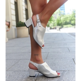 Perforated high-heeled sandals with a Lia leather insole silver 1 Perforated high-heeled sandals with a Lia leather insole silver 1