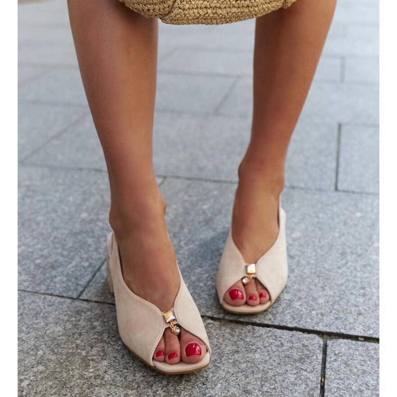 Block sandals with a Shamoun leather insole beige 1