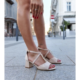 High heel sandals with Yakoota leather insole beige 1