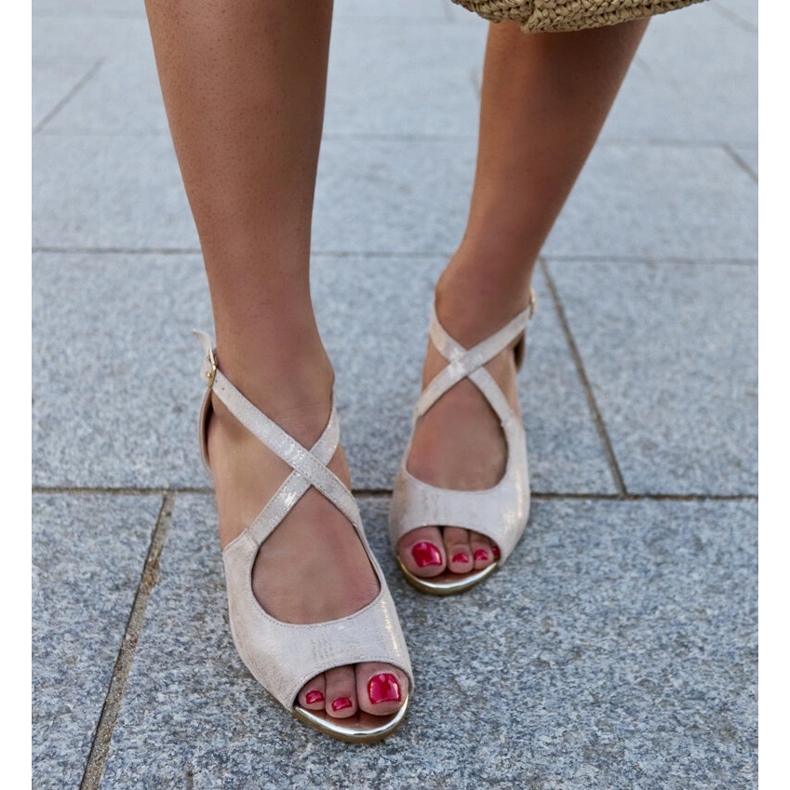 High heel sandals with a leather Dahna insole beige 2 High heel sandals with a leather Dahna insole beige 2