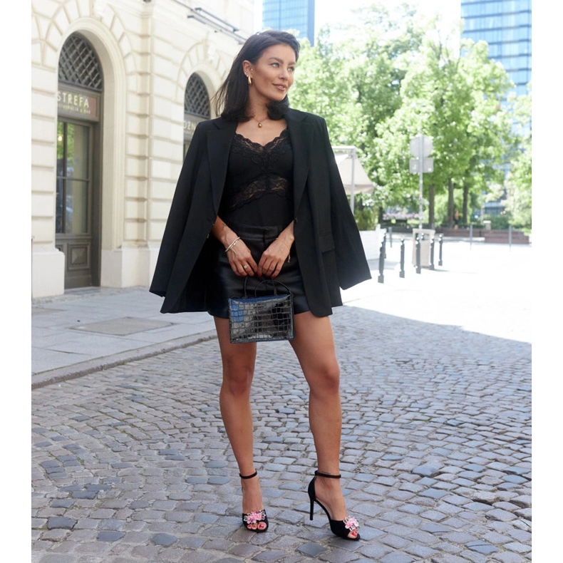 High heel sandals with Rasheda leather insole black 1