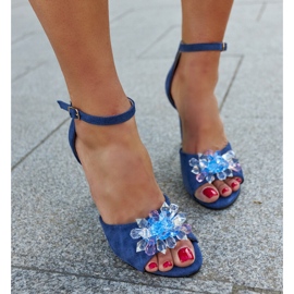 High heel sandals with Rasheda leather insole blue 1