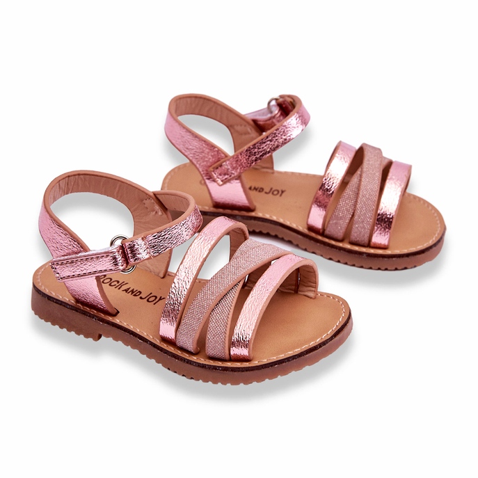 Children's sandals with pink stripes 1