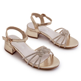 Miss Girls' low-heeled sandals with gold zircons golden 4