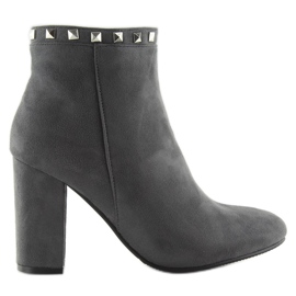 Gray and gray high-heeled boots with studs grey 1