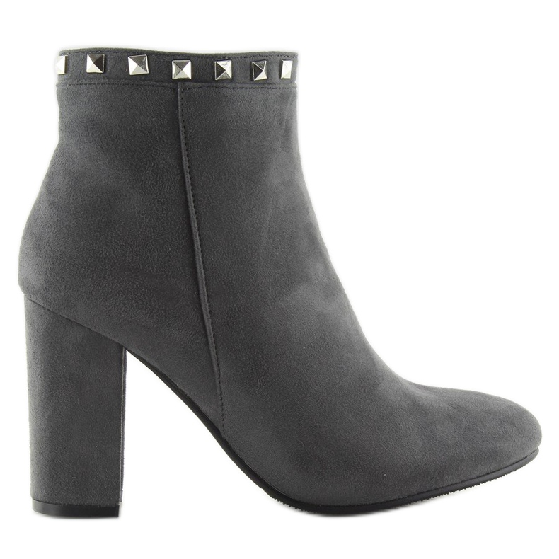 Gray and gray high-heeled boots with studs grey 1