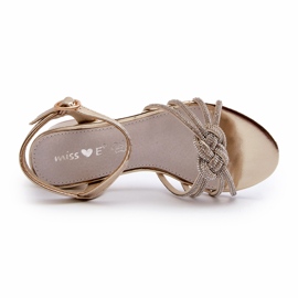 Miss Girls' low-heeled sandals with gold zircons golden 3