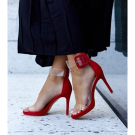 Janan high heel sandals with a transparent upper red 2