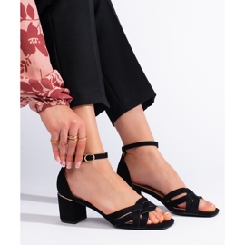 Suede black high-heeled sandals 1