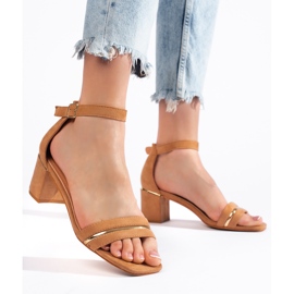 Brown suede low heel sandals 1