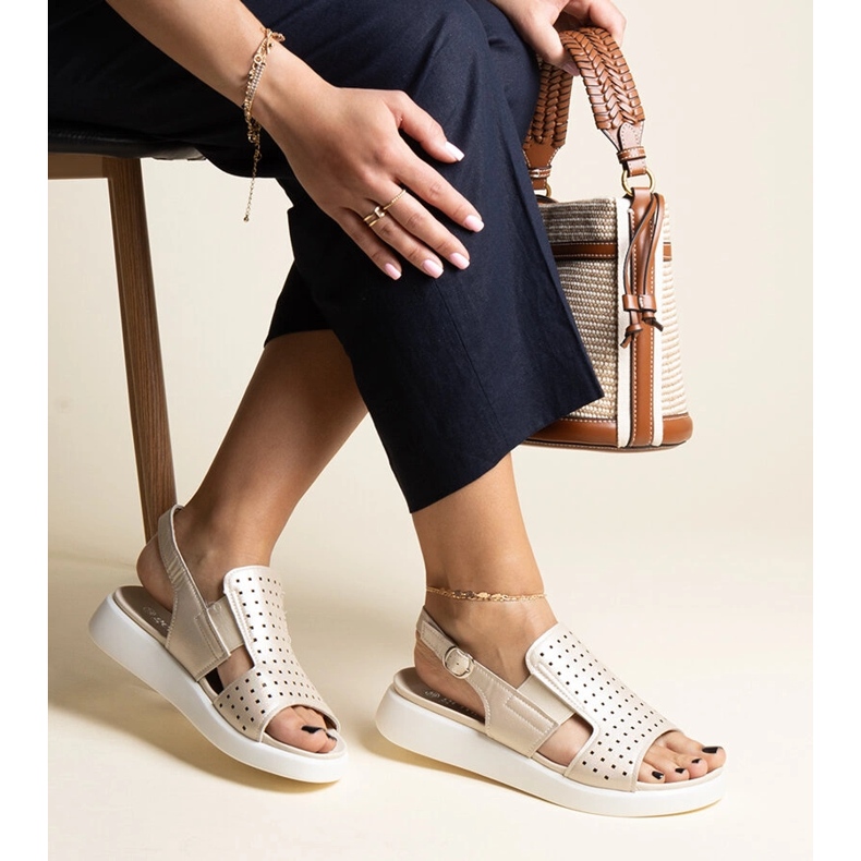 Imogne gold sandals with an openwork upper golden 2