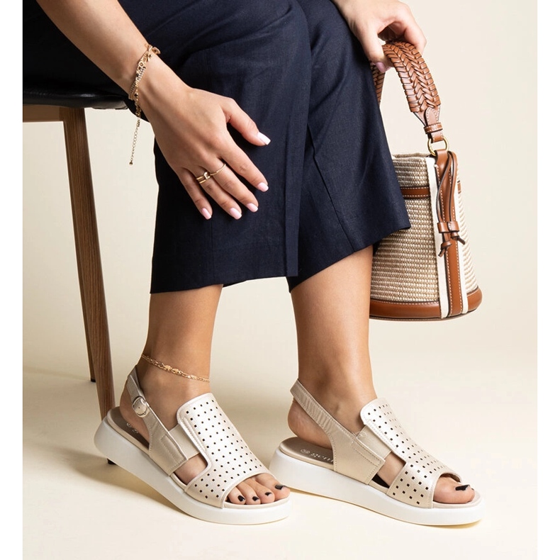 Imogne gold sandals with an openwork upper golden 1