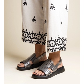 Graphite sandals with an openwork upper Imogne grey 1