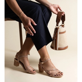 Dark beige sandals with a combination of Hambly materials 1