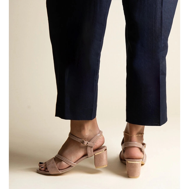 Dark beige sandals with a combination of Hambly materials 2