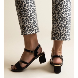 Black sandals with a combination of Hambly materials 2