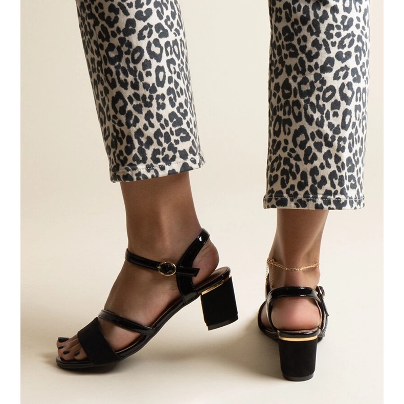 Black sandals with a combination of Hambly materials 2